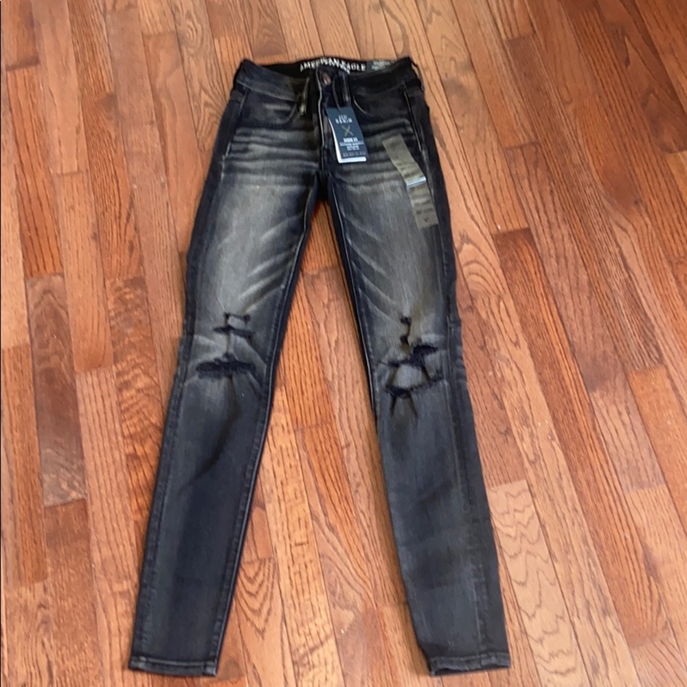 Black AE ripped jegging